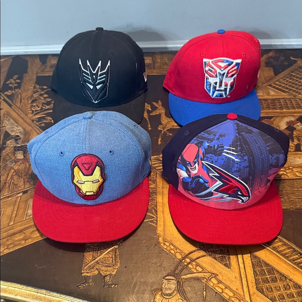 Superhero and Robot Themed fitted Hats